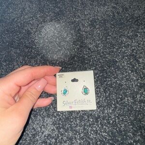 Teardrop Earrings with Blue/Teal Stones